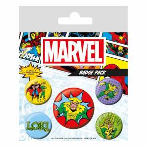 Marvel Pack 5 Chapas Loki Comic