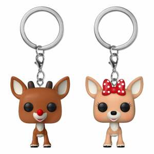 Rudolph, el reno de la nariz roja Pack de 2 Llaveros POP! Vinyl Rudolph & Clarice 4 cm