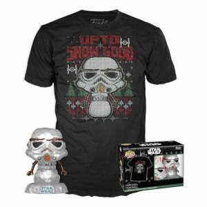 Star Wars The Mandalorian POP! & Tee Set de Minifigura y Camiseta Holiday Stormtrooper(MT) talla M