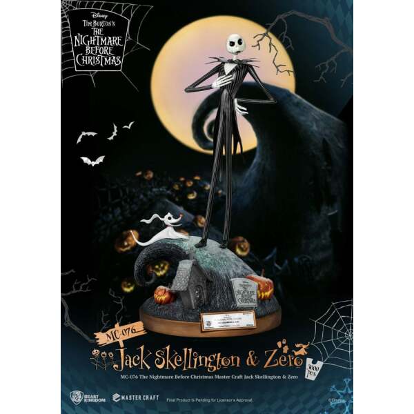 Pesadilla antes de Navidad Estatua Master Craft Jack Skellington & Zero 39 cm