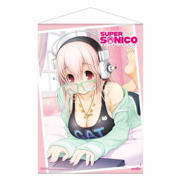 Super Sonico Póster Tela Super Sonico on her Laptop 50 x 70 cm