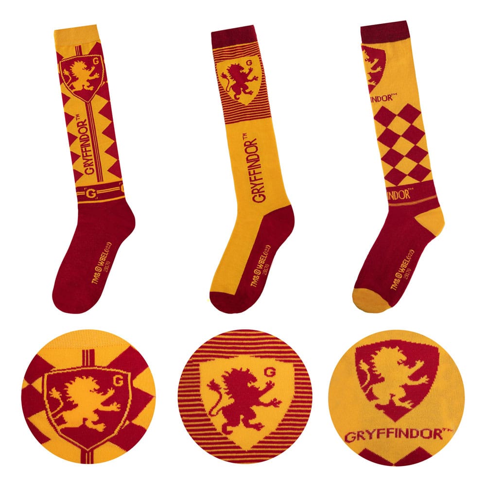 Harry Potter Pack de 3 Pares de calcetines de rodilla Gryffindor