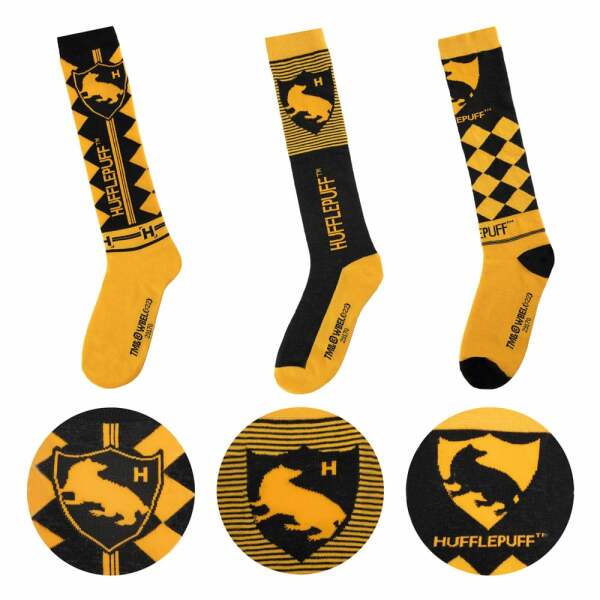 Harry Potter Pack de 3 Pares de calcetines de rodilla Hufflepuff