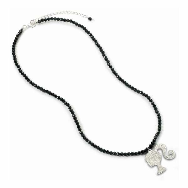 Barbie Collar con Colgante Silhouette on Black Onyx Bead (Plata de ley)