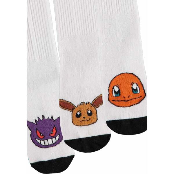 Pokemon Pack de 3 Pares de Calcetines Heads Black & White 35-38