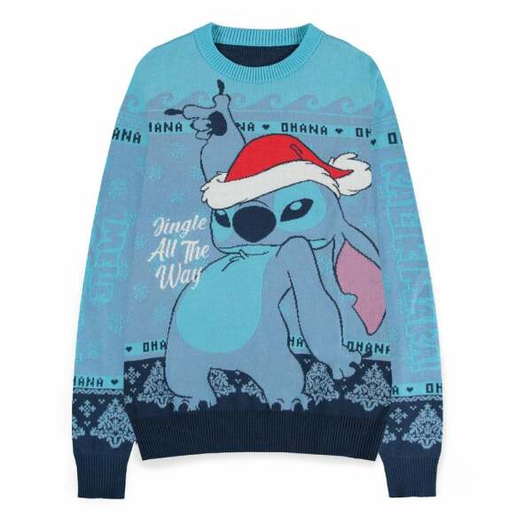 Lilo & Stitch Sweatshirt Christmas Jumper Stitch Blue talla L