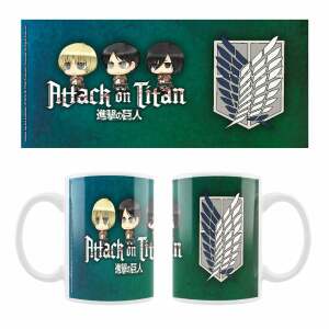 Attack on Titan Taza Cerámica Eren, Mikasa & Armin Chibi Style