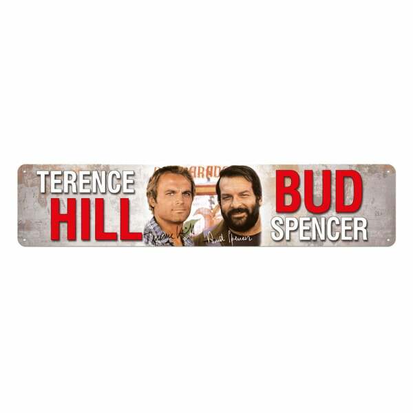 Bud Spencer & Terence Hill Placa de Chapa Autogramm 46 x 10 cm