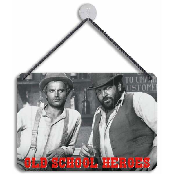 Bud Spencer & Terence Hill Placa de Chapa Old School Heroes 16,5 x 11,5 cm