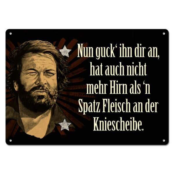 Bud Spencer Placa de Chapa Nun guck’ ihn dir an,… 10 x 15 cm