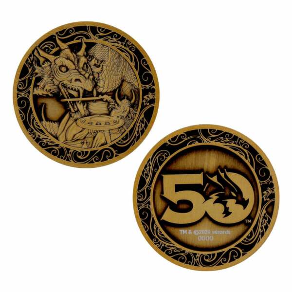 Dungeons & Dragons Moneda 50th Anniversary Antique Gold Edition 4 cm