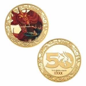 Dungeons & Dragons Moneda 50th Anniversary with Colour Print 24k Gold Plated Edition 4 cm
