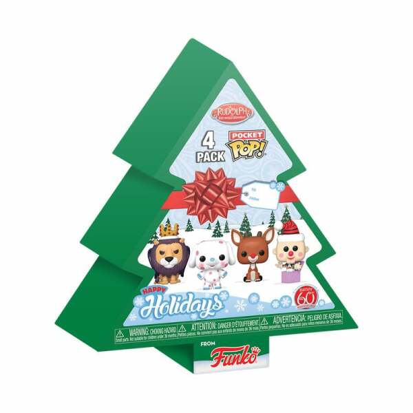 Rudolph Holiday 2024 Pack de 4 Llaveros Pocket POP! Vinyl Tree Holiday Box 4 cm