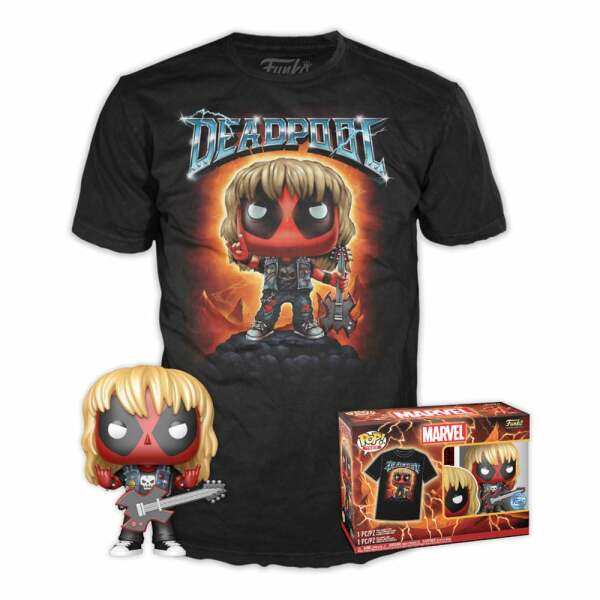 Deadpool POP! & Tee Set de Minifigura y Camiseta Heavy Metal talla L