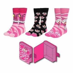 Disney Pack de 3 Pares de calcetines Alicia en el Pais de las Maravillas Gato de Cheshire 36-43