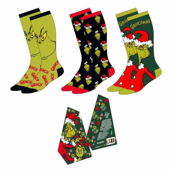 El Grinch Pack de 3 Pares de calcetines 38-45