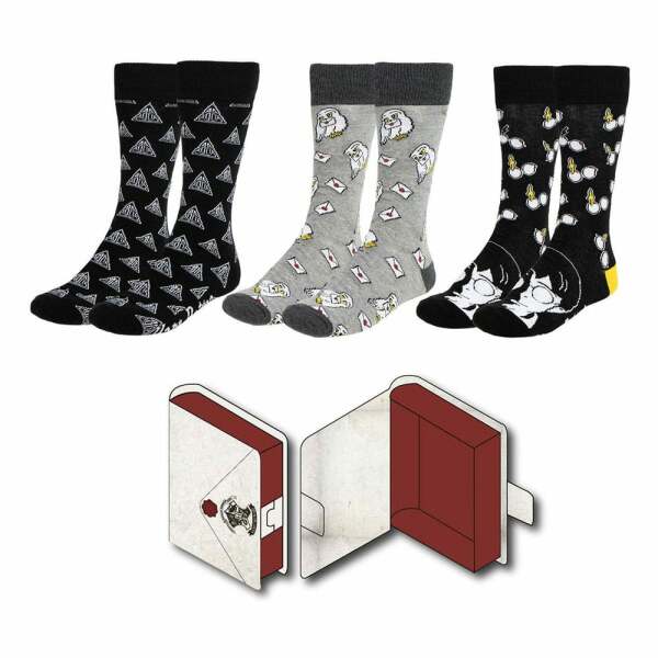 Harry Potter Pack de 3 Pares de calcetines 38-45