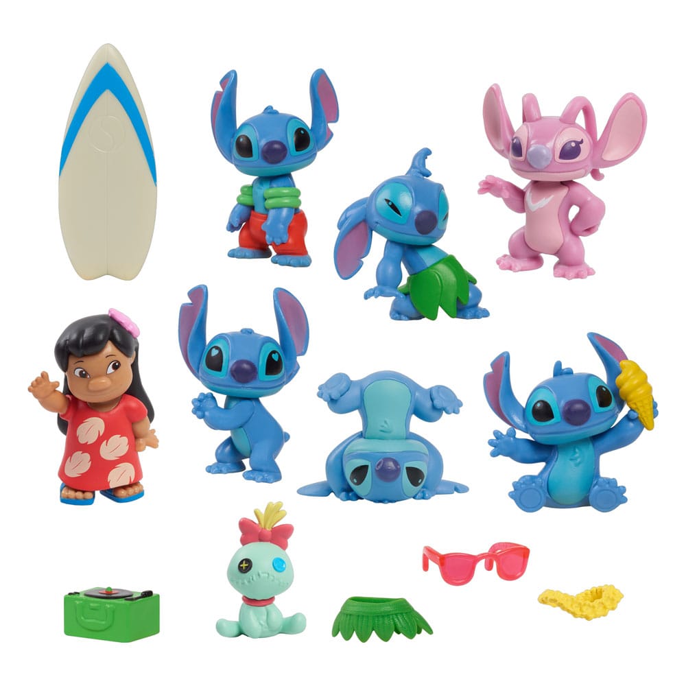 Lilo & Stitch Pack de 8 Minifiguras Stitch Deluxe Figure Set 7 cm