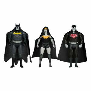 DC Direct Figuras Super Powers Batman, Superman & Wonder Woman Black & White Accent Edition Gold Label 13 cm