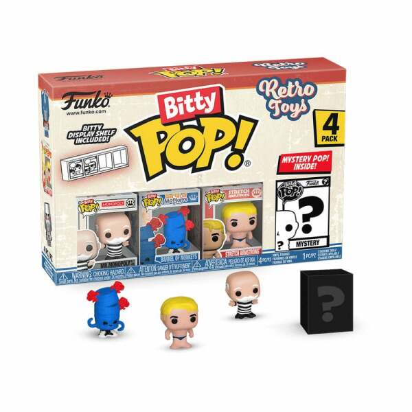 Retro Toys Pack de 4 Figuras Bitty POP! Vinyl Mr. Monopoly 2,5 cm