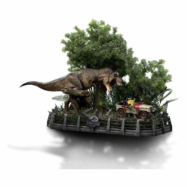 Parque Jurásico Estatua 1/20 Demi Art Scale T-Rex Chase 30 cm